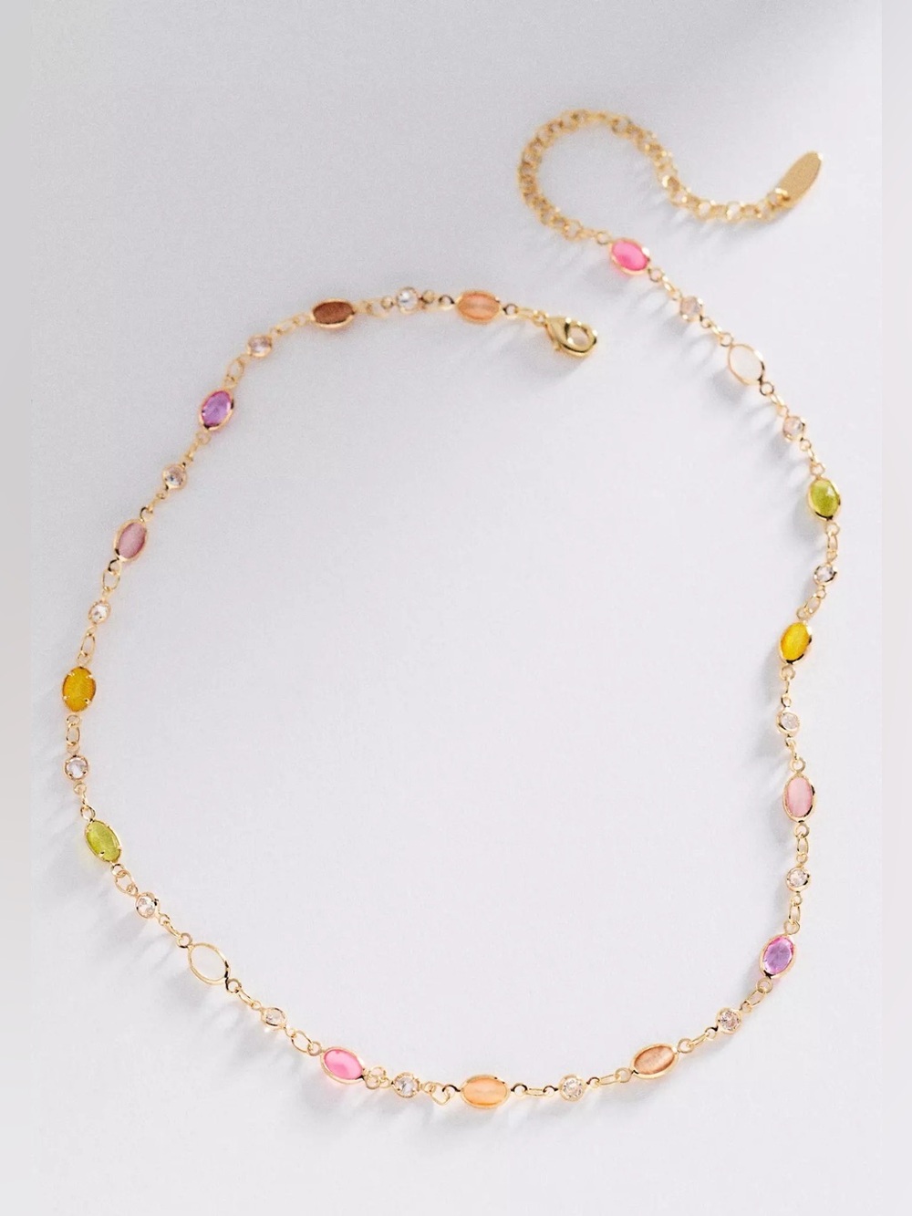 NWT Anthropologie Infinity Gemstone Necklace Rose Pink